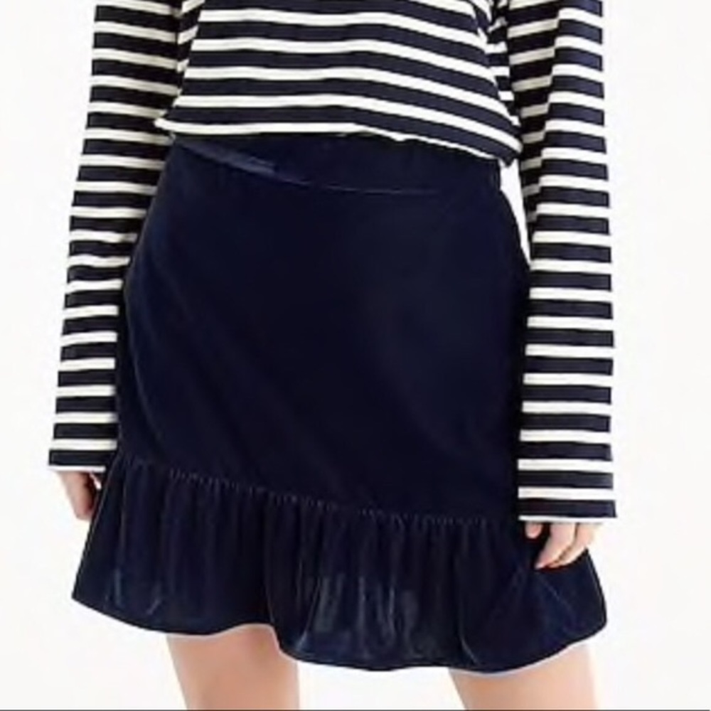 NWOT J. Crew Peplum Velvet Skirt Size M Vivid Ink